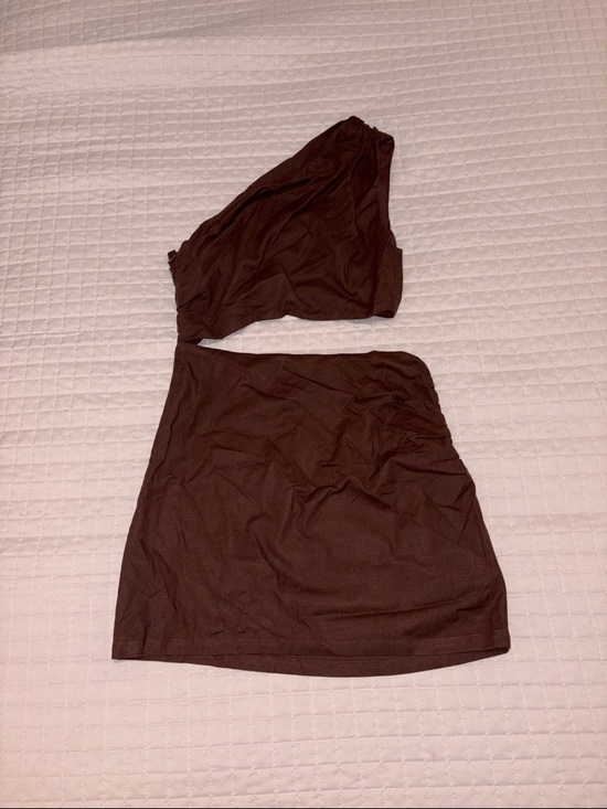 Riot Swim Dresses & Skirts - Riot Swim Brown One Shoulder Cutout Dress SZ S NWT